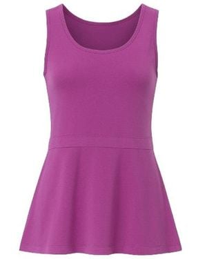 Conquista A-Line Sleeveless Blouse With Contrast Waistband - Purple