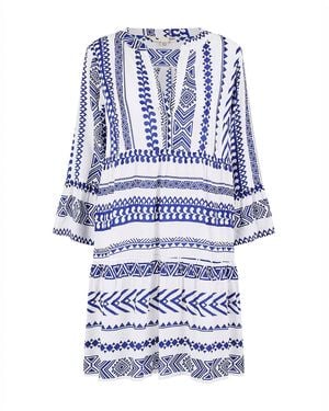 Yumi' Geo Stripe Print Beach Tunic - Blue
