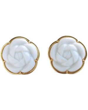 POPORCELAIN Porcelain Camellia Statement Clip-On Earrings - Blue