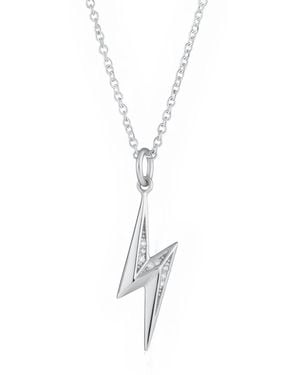 Scream Pretty Sparkling Lightning Bolt Necklace With Slider Clasp - Metallic