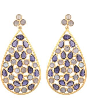 Opium Jewels Dew Drop Jali Earrings - Blue