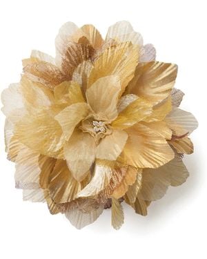 Helena Simon The Golden Poinsettia Floral Brooch - Metallic