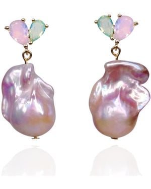Ninemoo Baroque Pearl Shine Earrings - Pink