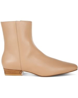 Rag & Co Neutrals Obita Flared Heel Genuine Leather Boots - Natural