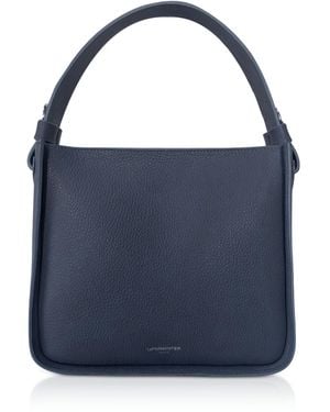 Le Parmentier Duplo Medium Hammered Leather Top Handle Bag - Blue