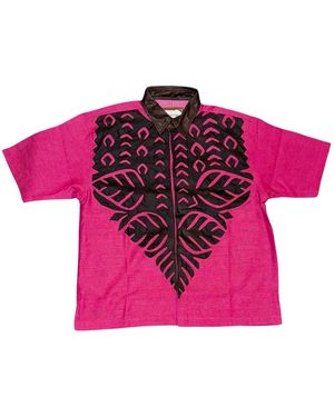 Collected Xx Rosette Dust Half Sleeves Collar Shirt - Pink