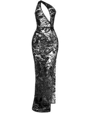 Moda Glam Goddess Cutout Sheer Sequin Gown - Black