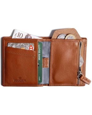 Harber London Leather Bifold Zip Wallet With Rfid Protection - Brown