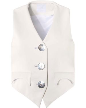 Vestiaire d'un Oiseau Libre Buttons Leather Vest - White