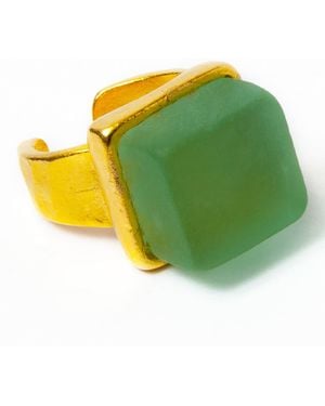Smart Glass Jewelry Recycled Glass Cube Ring Antique Clear - Yellow