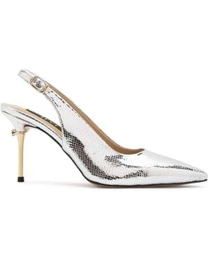 Ilvi Panya Leather Heeled Sandal With Snake Print - White