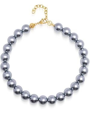 Nialaya Chunky Pearl Choker With Finish - Blue