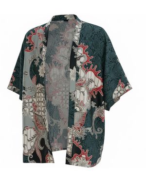 ORIGIN OF HEARTS Sendai Minimal Resort Satin Kimono Shirt - Grey