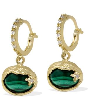 Vintouch Italy Ad Astra-Plated Malachite Mini Hoop Earrings - Green