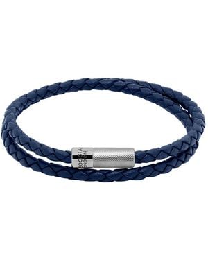 Tateossian Pop Rigato Double Wrap Leather Bracelet - Blue