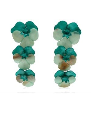 Michael Nash Jewelry Meadow Triple Floral Drop Earrings - Green