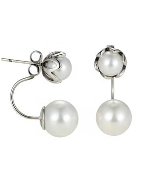 Angel Barocco Double Side Pearl Earrings - Metallic
