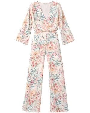 Altra Volta Floral Luxe Wrap Jumpsuit - White
