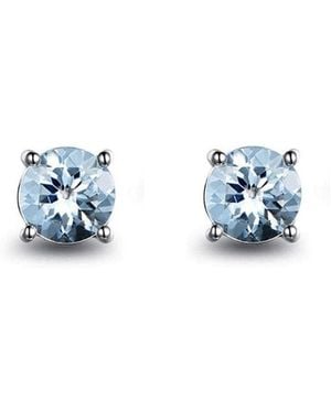 Fanci Me Natural Aquamarine Gemstone Stud Earrings - Blue