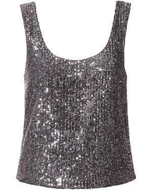 AGGI by HALEWSKI Raya Diamond Sequin Party Tank Top - Grey
