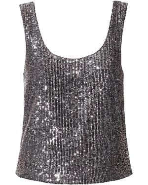 AGGI by HALEWSKI Raya Diamond Sequin Party Tank Top - Gray
