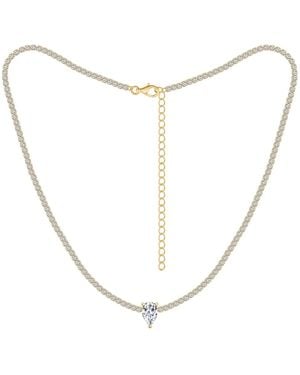 Diamonbliss Marilyn Monroe Solo Pear Tennis Necklace - Metallic