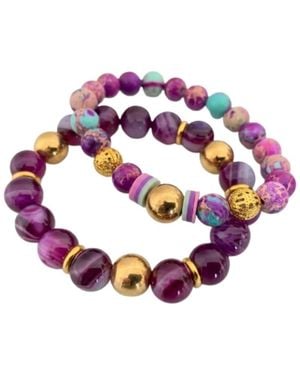 Bellus Domina Gemstone Stackable Bracelet Set - Metallic