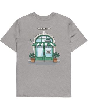 Anchor and Crew Heather Gustatory Coffee & Chats Organic Cotton Embroidered T-Shirt - Grey