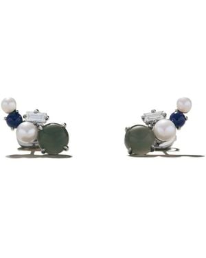 Onia Moonstone, Pearl & Lapis Cluster Quinta-Studs - Blue