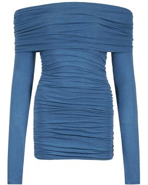 Egyptian Blue Stellar Long Sleeve Ruched Dress - Blue