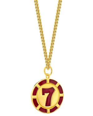 True Rocks 18Kt Plated & Enamel 7 Poker Chip Mini Pendant - White