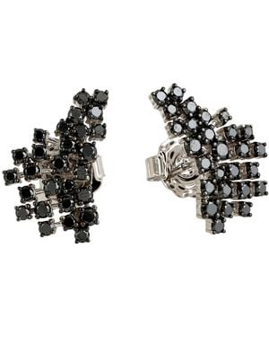 Artisan 14K Diamond Cluster Statement Stud Earrings - Black