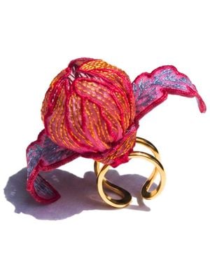 Nana Watanabe Angel Orb Ring & Ear Cuff – Embroidered Shibori Jewellery