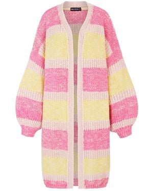 Cara & The Sky Tracy Stripe Balloon Sleeve Midi Cardigan - Pink