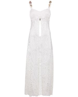 Zetaye Lyric Lace Long Line Chain Top - White