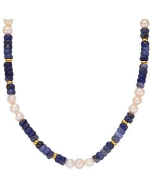 Angel Barocco Natural Pearl & Stone Necklace - Blue
