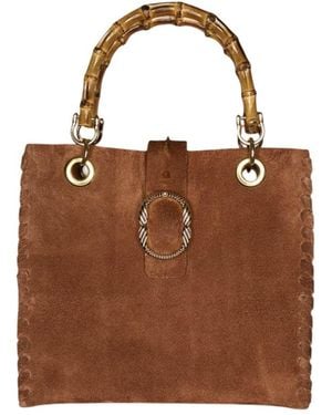 Ruj Heritage Bamboo Bag Suede - Brown