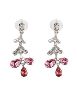 Modenaire Elegant Drop Earrings With Sparkling Gem Accents - White