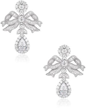 Santinni Elizabeth Bow & Drop Earrings - Metallic