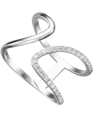 Scream Pretty Half Sparkle Open Ring - Metallic