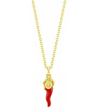 Unaloe Plated No Evil Italian Horn Pendant Necklace - Metallic