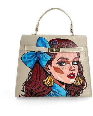 Maison Rubaiyat Neutrals Lulu Hand Painted Leather Bag - Blue