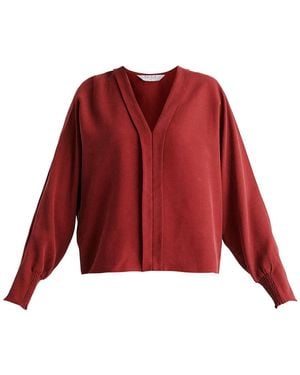 Paisie V-Neck Batwing Blouse - Red