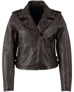 Mauritius Antique Leather Moto Jacket Katica - Black
