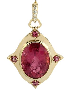 Artisan One Of Kind Oval Shape Pink Tourmaline With Diamond Statement Designer Pendant