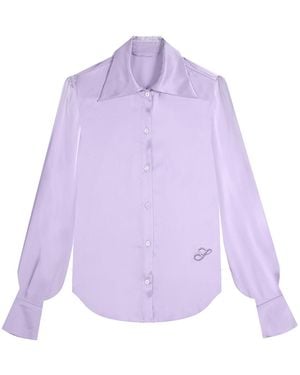 Silkinc Wide Collar Silk Shirt - Purple
