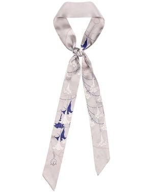Lost Pattern Dadura Silk Skinny Scarf - White