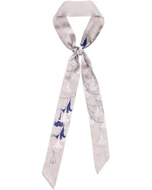 Lost Pattern Dadura Silk Skinny Scarf - White