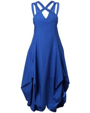 Metamorph Asymmetric Long Cotton Dress - Blue