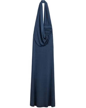 Nocturne Draped Halter Neck Maxi Dress - Blue